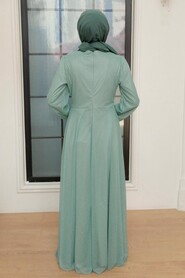 Mint Hijab Evening Dress 50151MINT - Thumbnail