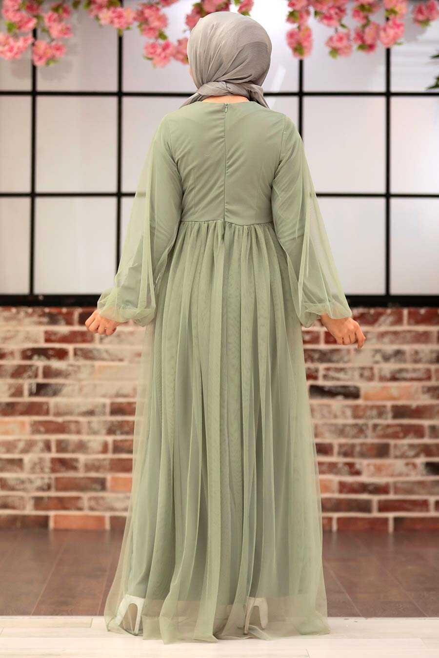 Mint Hijab Evening Dress 54230MINT