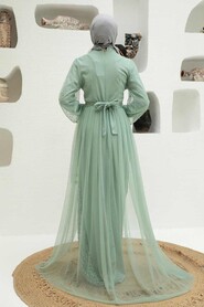 Mint Hijab Evening Dress 5632MINT - Thumbnail