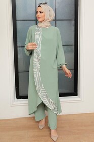 Mint Hijab Suit Dress 7686MINT - Thumbnail