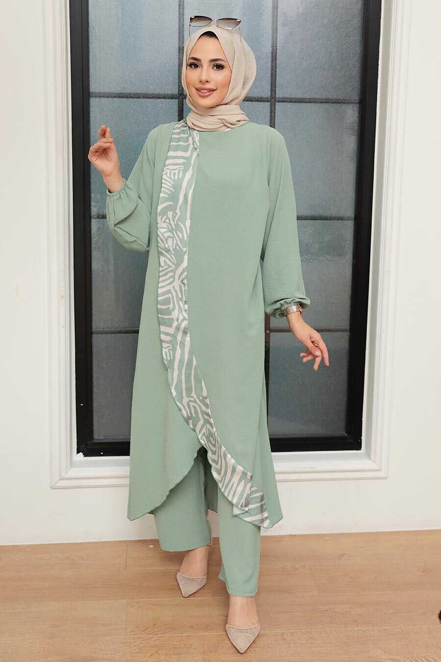 Mint Hijab Suit Dress 7686MINT