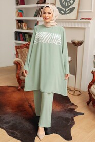 Mint Hijab Suit Dress 7687MINT - Thumbnail