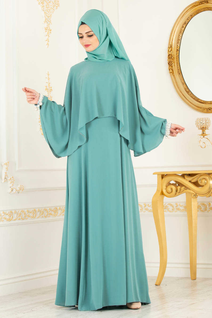 Mint Hijab Evening Dress 3627MINT - Neva-style.com