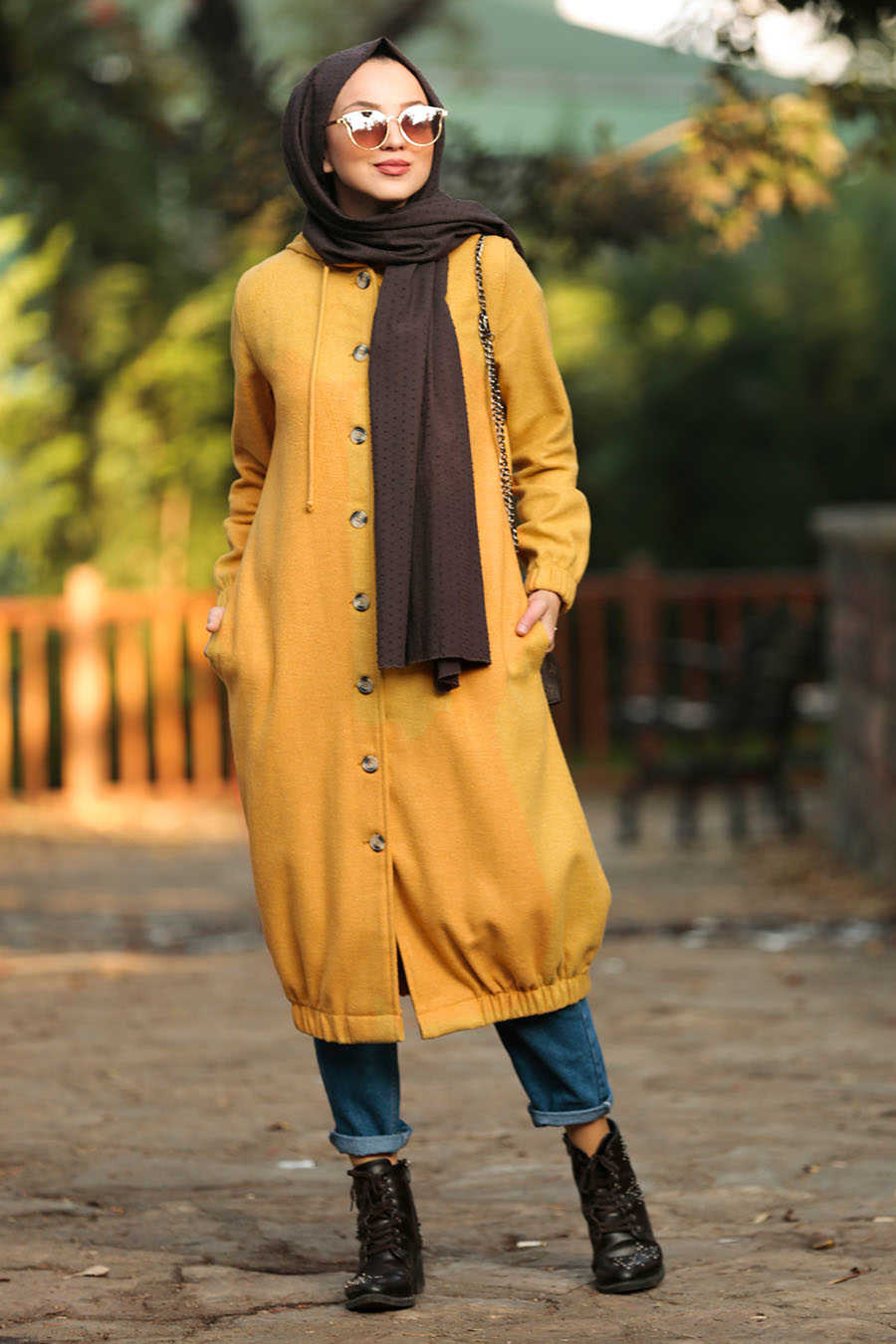 Mustard Hijab Coat 5403HR