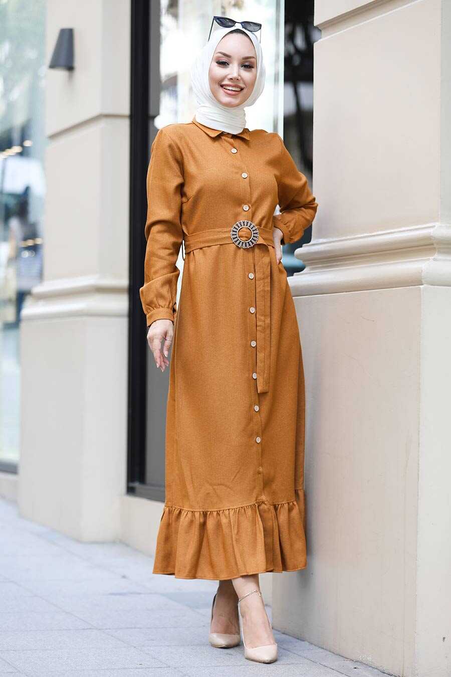 Mustard Hijab Dress 456HR