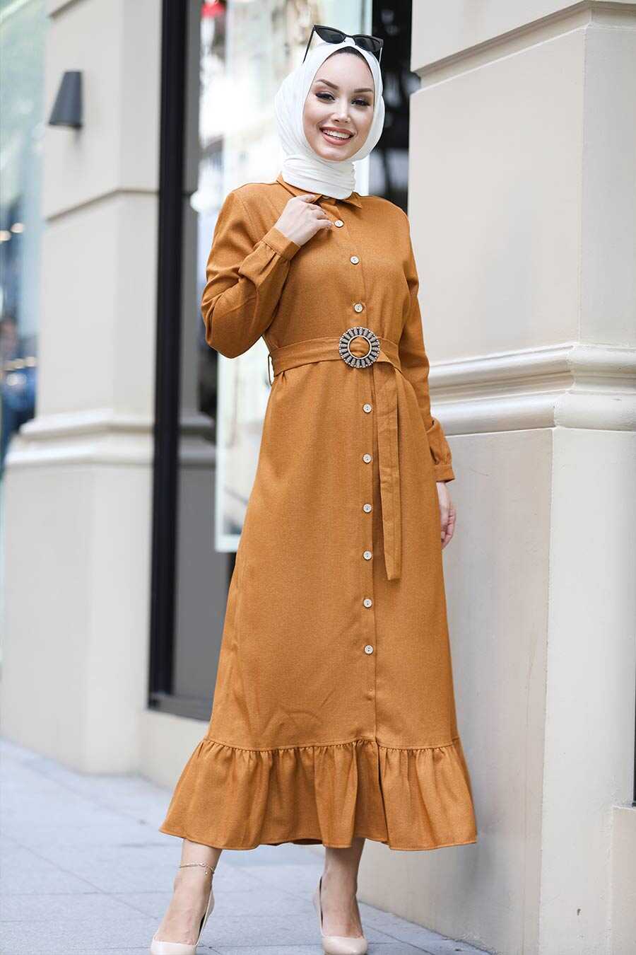 Mustard Hijab Dress 456HR