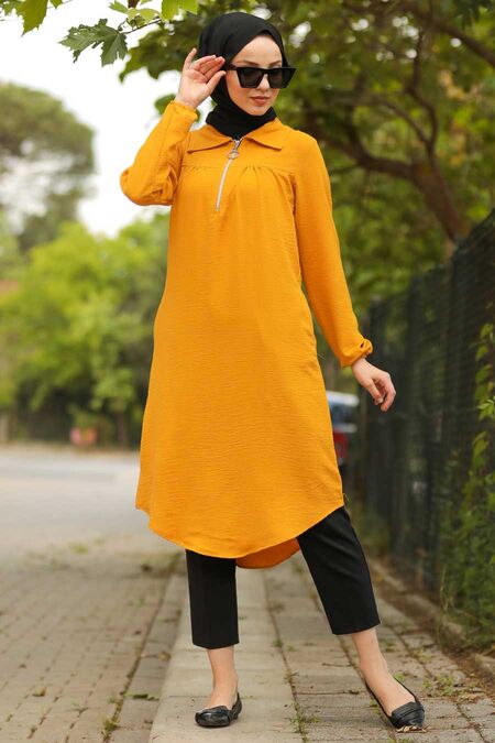 Mustard Hijab Tunic 10122HR - Neva-style.com