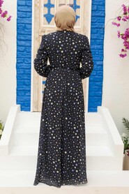 Navy Blue Hijab Dress 279065L - Thumbnail