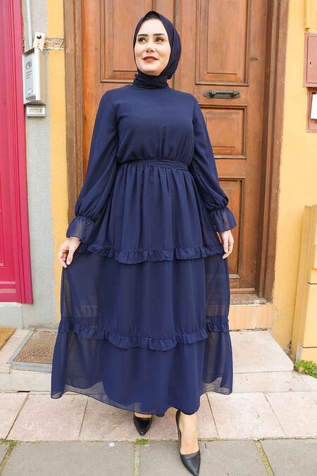 Navy Blue Hijab Dress 5523L - Neva-style.com