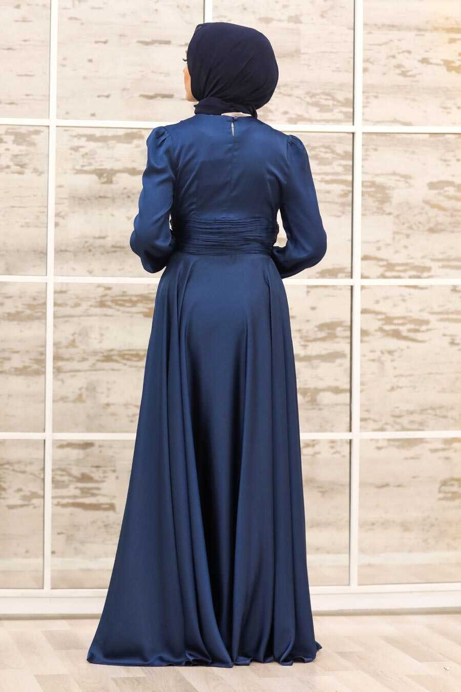 Navy Blue Hijab Evening Dress 2511L - Neva-style.com