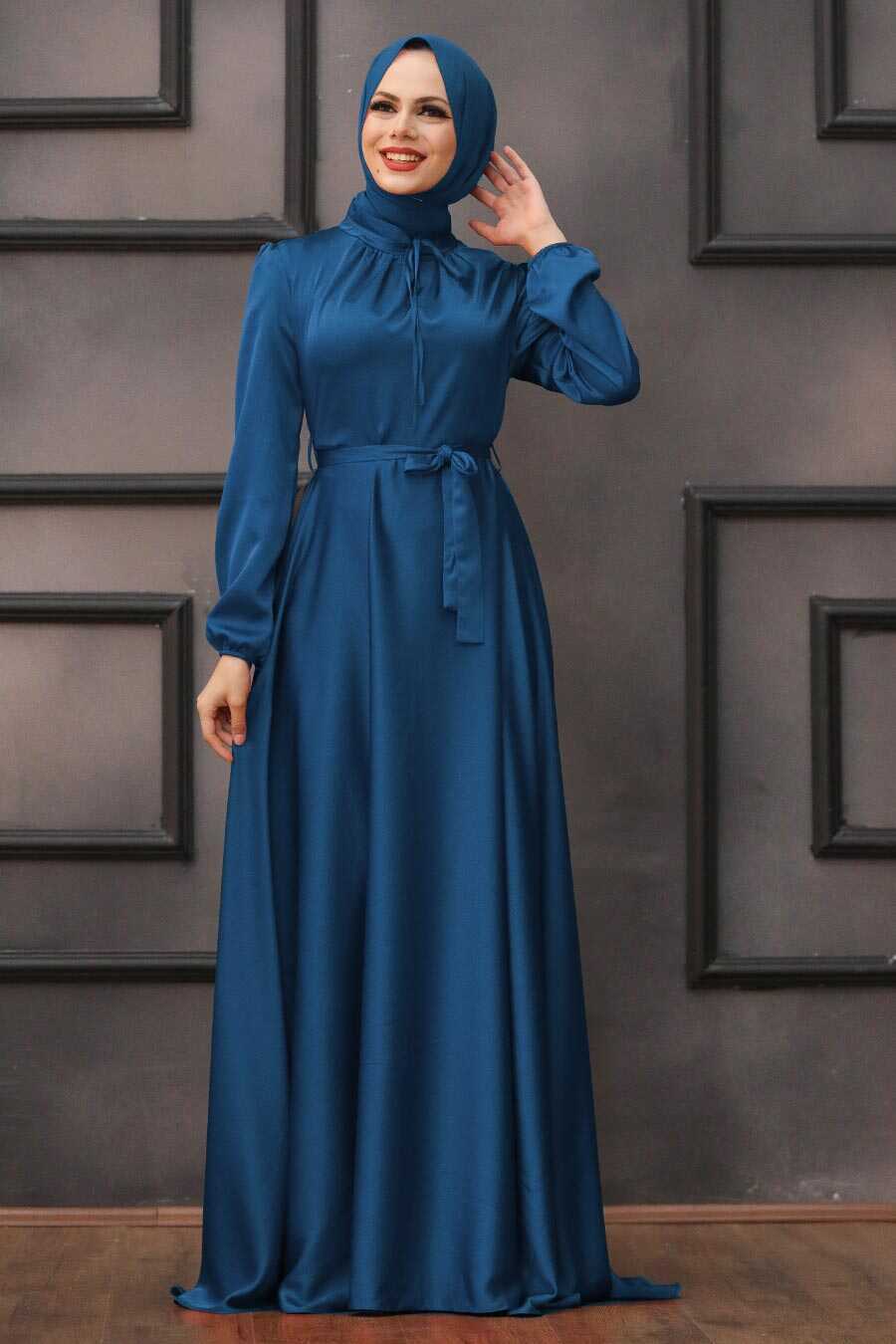 Navy Blue Hijab Evening Dress 25130L - Neva-style.com