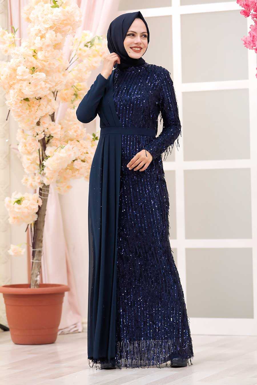 Navy Blue Dress Matching Hijab | Hijab Style