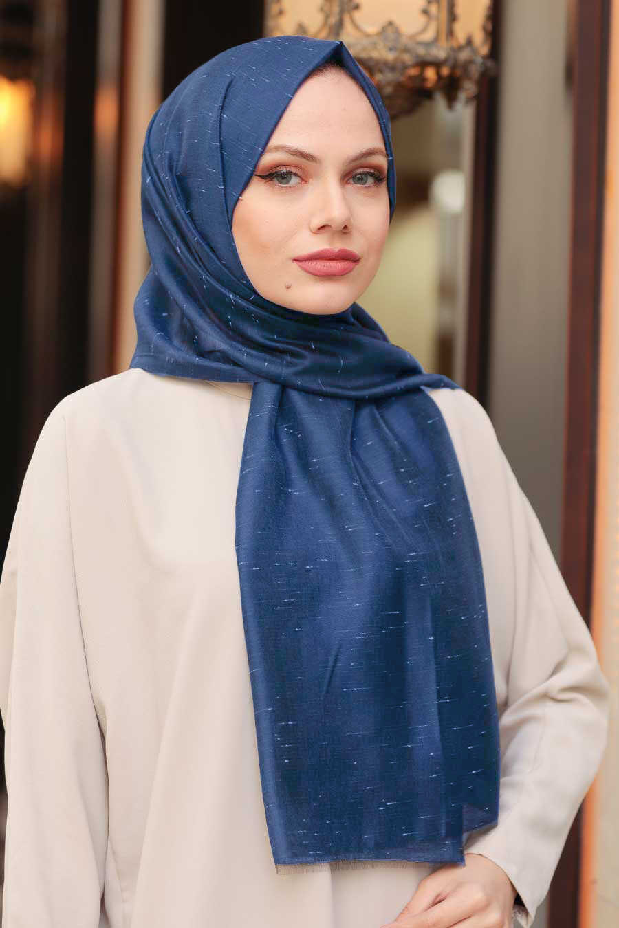 Navy Blue Hijab Shawl 7536L