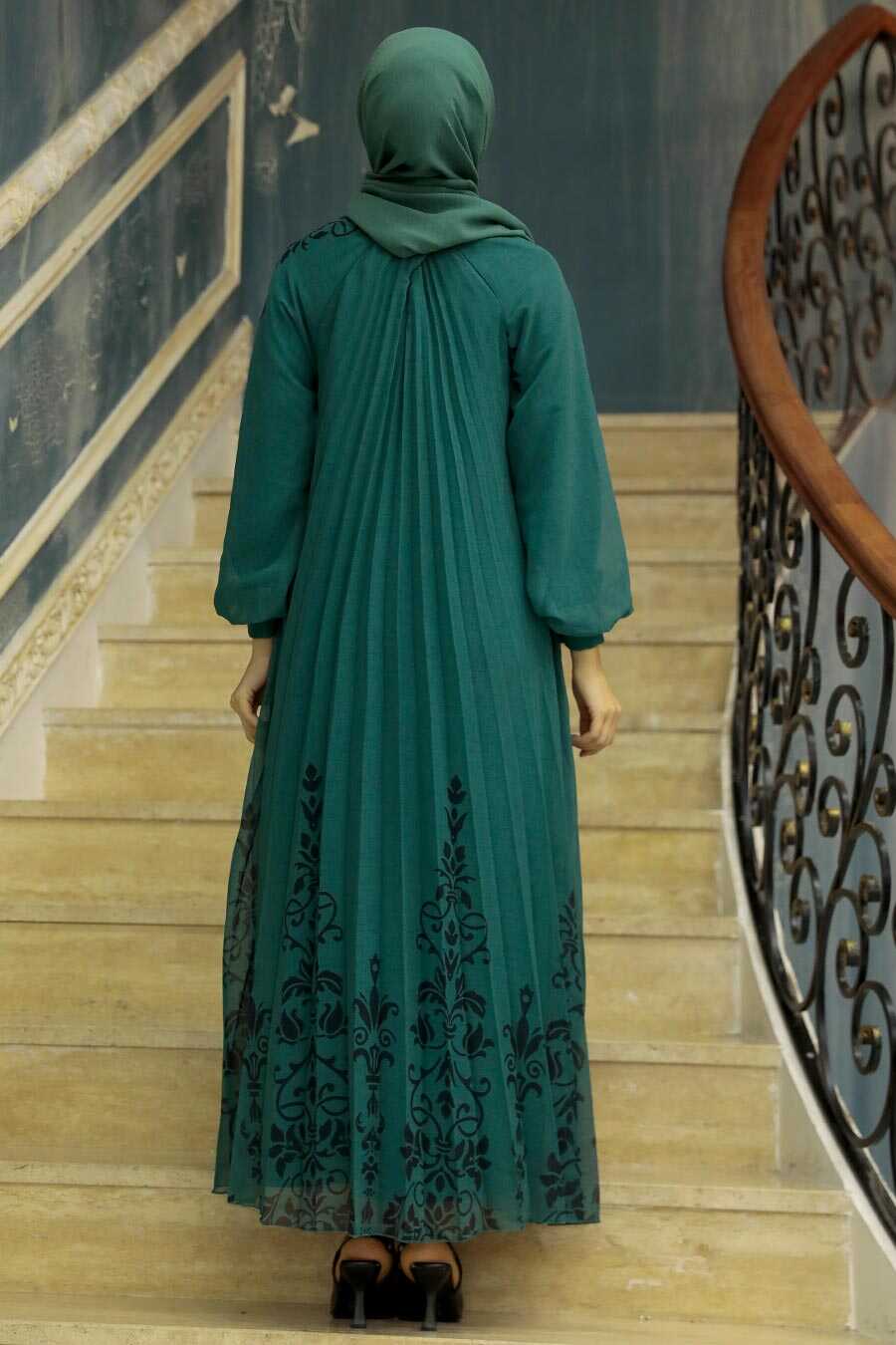 Neva Style - Almond Green Hijab Dress 3817CY