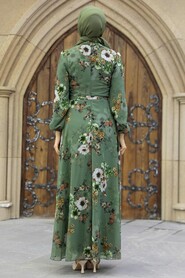 Neva Style - Almond Green Plus Size Dress 279078CY - Thumbnail