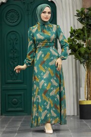 Neva Style - Almond Green Plus Size Dress 27930CY - Thumbnail