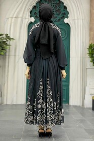 Neva Style - Beige Hijab Dress 38170BEJ - Thumbnail