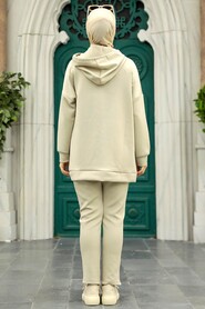 Neva Style - Beige Hijab Dual Suit 22186BEJ - Thumbnail
