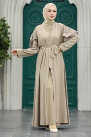 Neva Style - Beige Hijab For Women Abaya 388900BEJ - Thumbnail