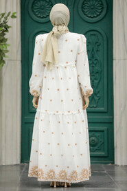 Neva Style - Beige Long Dress 1381BEJ - Thumbnail