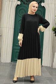 Neva Style - Beige Long Muslim Dress 76842BEJ - Thumbnail