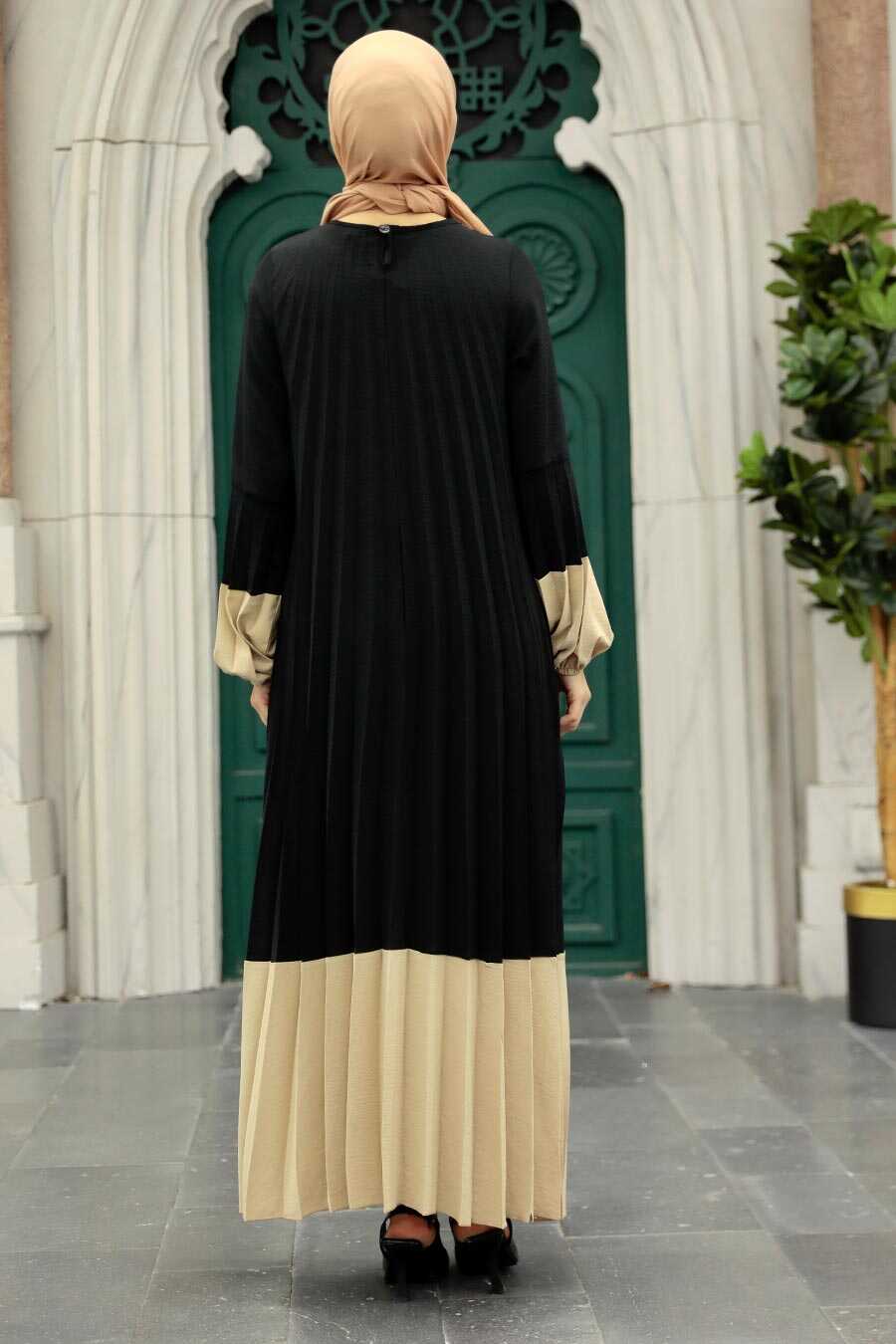 Neva Style - Beige Long Muslim Dress 76842BEJ