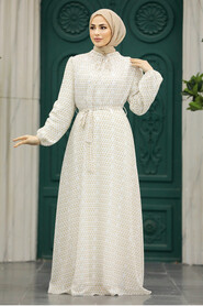 Neva Style - Beige Muslim Long Dress Style 279084BEJ - Thumbnail