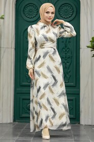 Neva Style - Beige Plus Size Dress 27930BEJ - Thumbnail