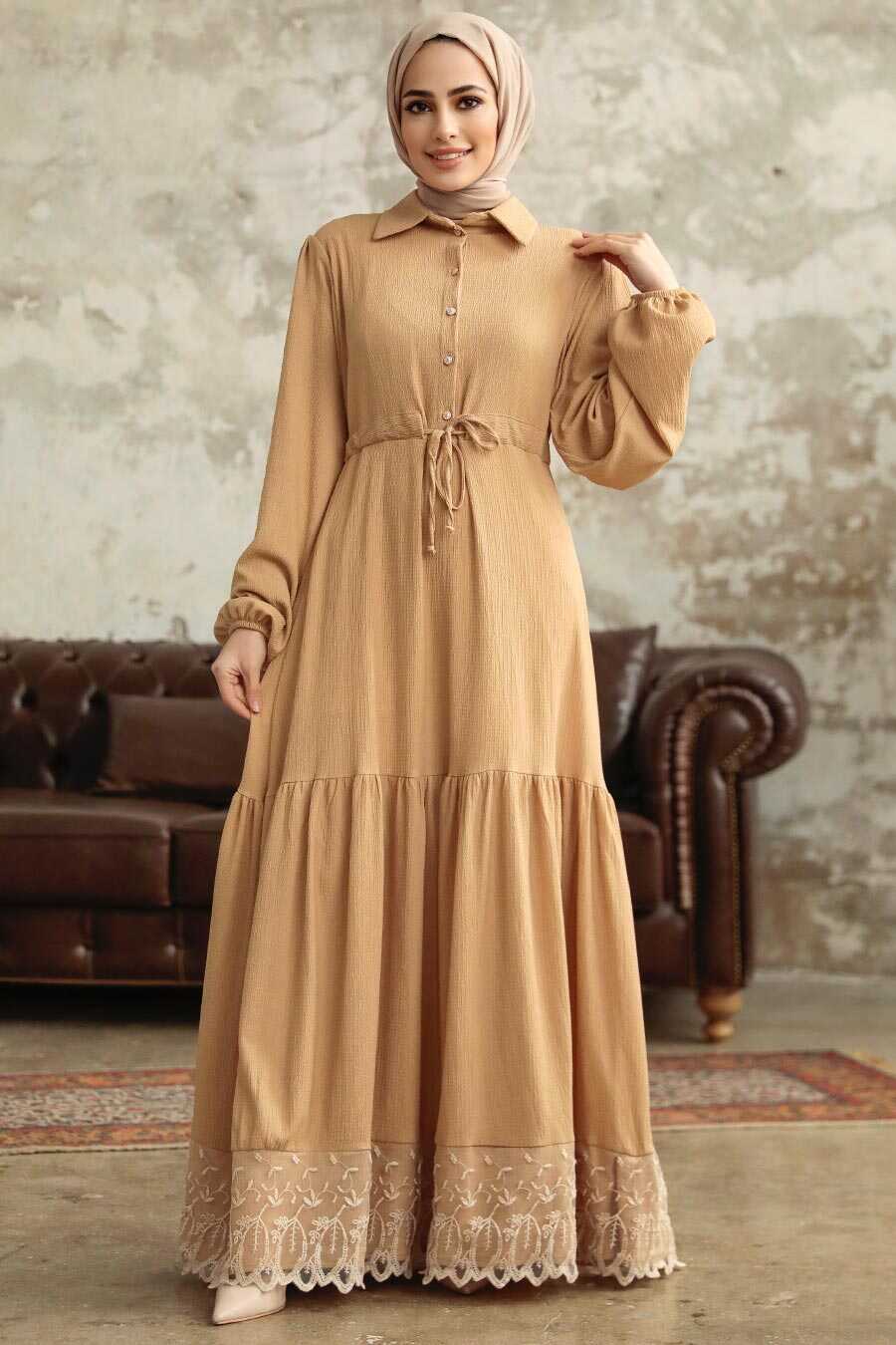 Neva Style - Biscuit High Quality Dress 5878BS