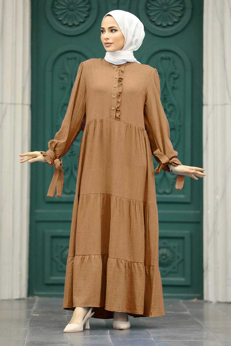 Neva Style - Biscuit Long Sleeve Dress 617BS