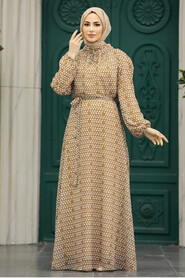 Neva Style - Biscuit Muslim Long Dress Style 279084BS - Thumbnail