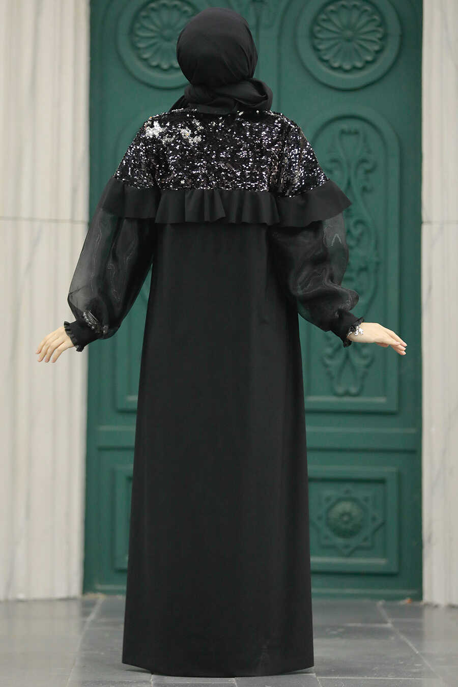 Neva Style - Black Abaya Islamic Clothing Double Suit 31311S