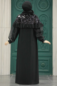 Neva Style - Black Abaya Islamic Clothing Double Suit 31311S - Thumbnail