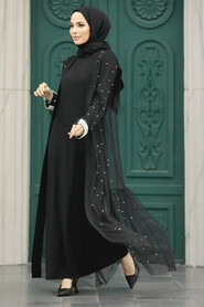 Neva Style - Black Abaya Modest Double Suit 30121S - Thumbnail