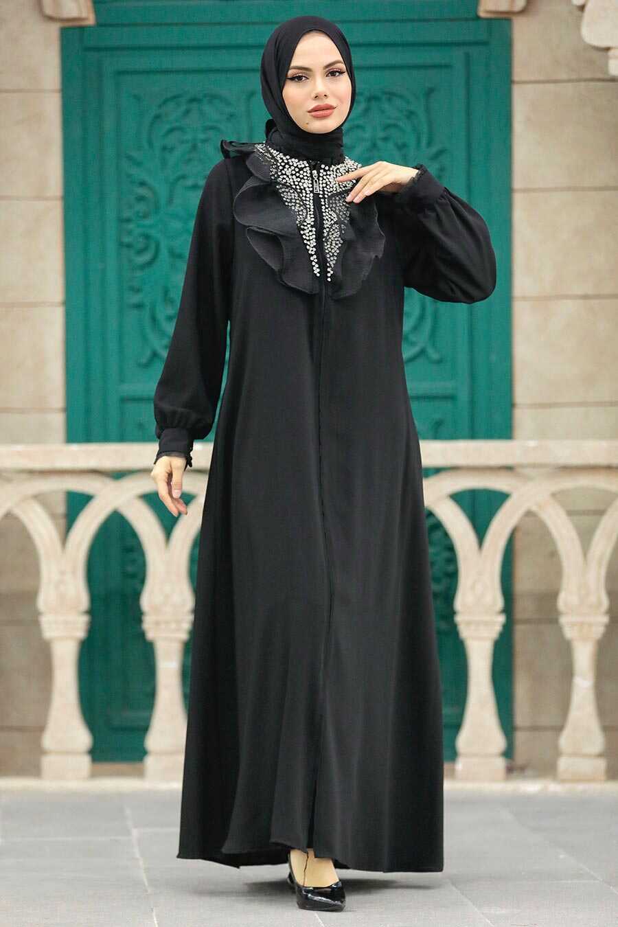 Neva Style - Black High Quality Turkish Abaya 380100S