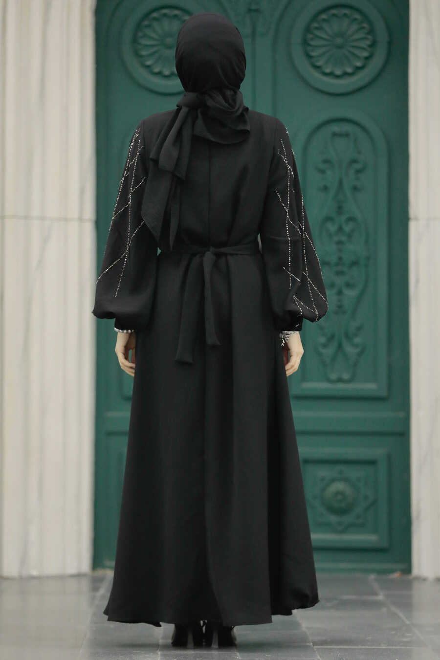 Neva Style - Black Muslim Long Sleeve Dress 20412S