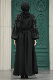 Neva Style - Black Muslim Long Sleeve Dress 20412S - Thumbnail