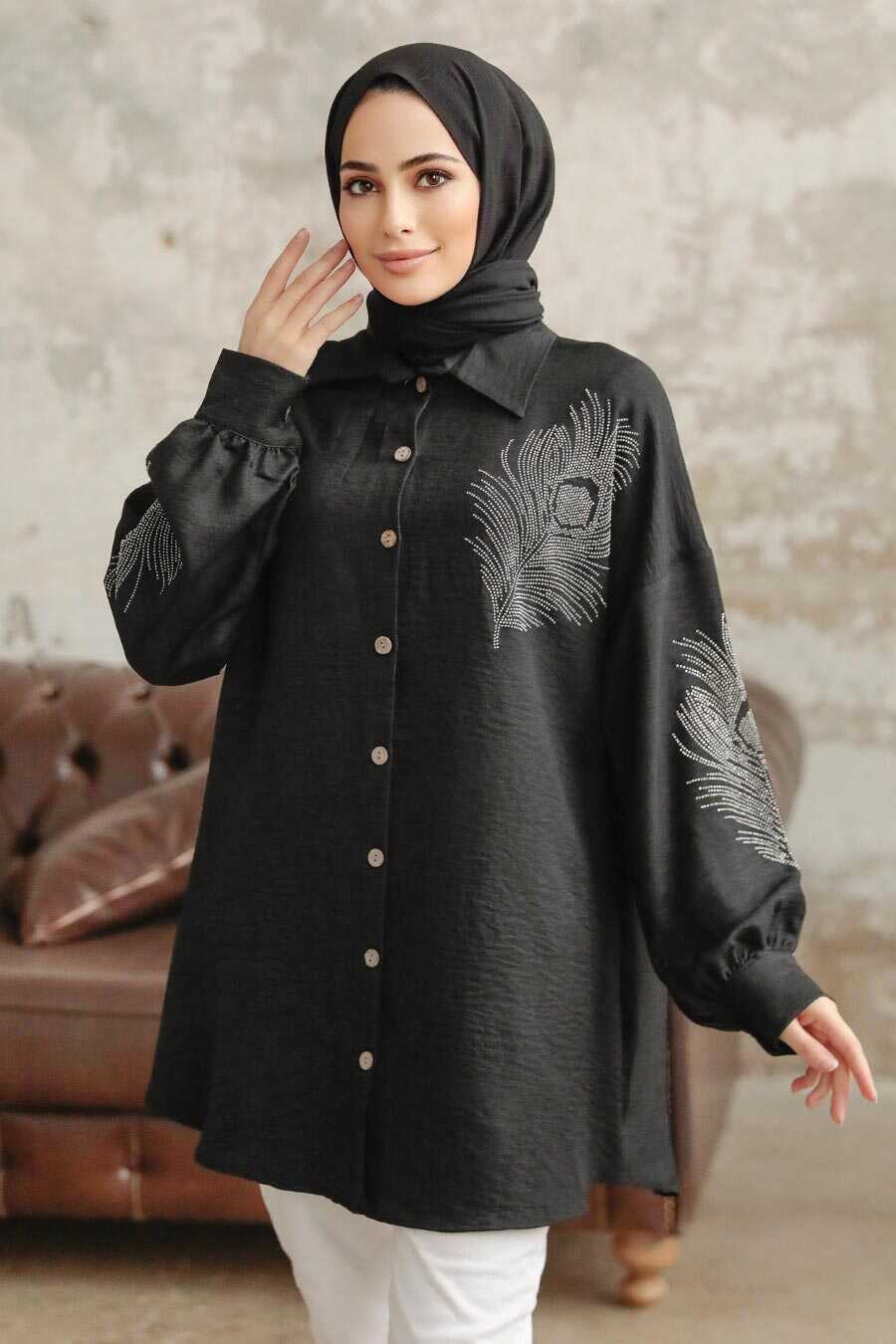 Neva Style - Black Hijab Tunic 11351S