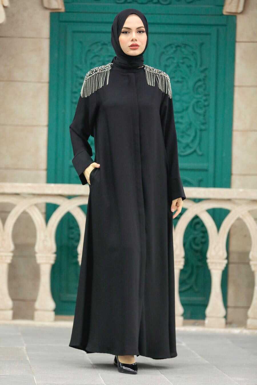 Neva Style - Black Hijab Turkish Abaya 378500S