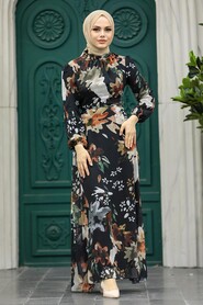 Neva Style - Black Hijab Turkish Dress 27942S - Thumbnail