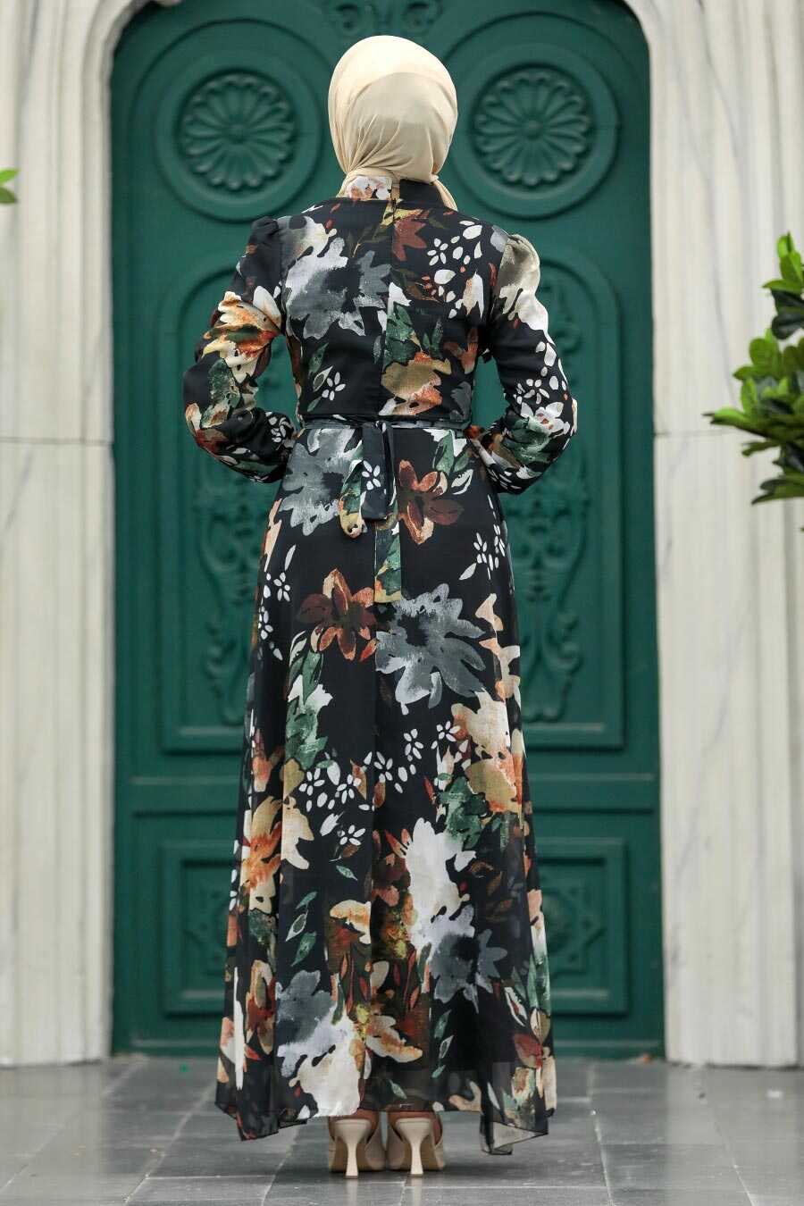 Neva Style - Black Hijab Turkish Dress 27942S