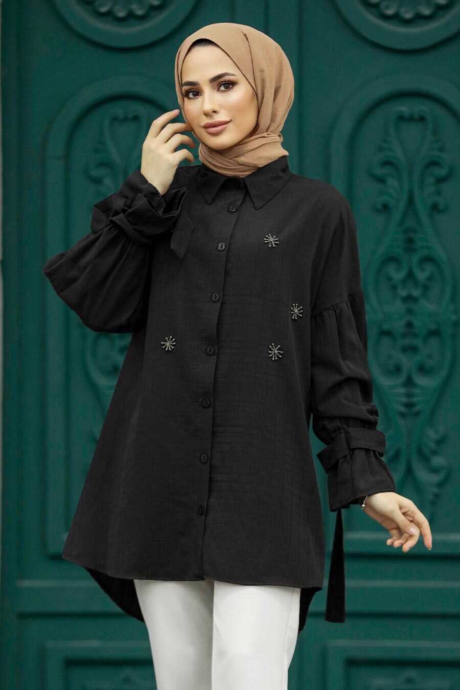 Neva Style - Black Islamic Clothing Tunic 603S