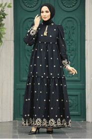 Neva Style - Black Long Dress 1381S - Thumbnail