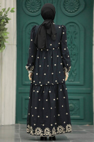 Neva Style - Black Long Dress 1381S - Thumbnail