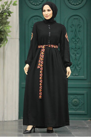 Neva Style - Black Long Muslim Dress 8858S - Thumbnail