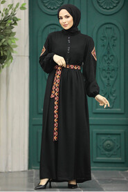 Neva Style - Black Long Muslim Dress 8858S - Thumbnail