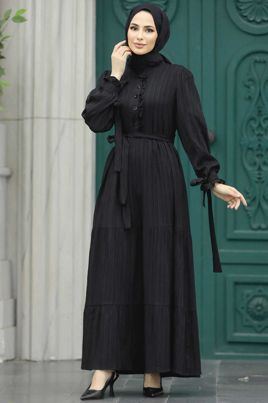 Neva Style - Black Long Sleeve Dress 617S