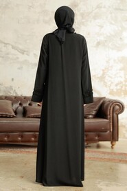 Neva Style - Black Long Sleeve Turkısh Abaya 377600S - Thumbnail