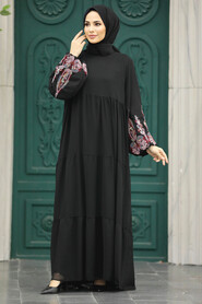 Neva Style - Black Plus Size Dress 8890S - Thumbnail