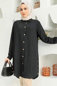 Neva Style - Black Plus Size Tunic 1148S - Thumbnail